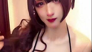 giant titted crossdressing beauty masturbates live in seductive display