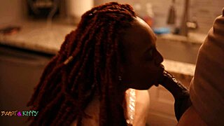 face fucked ebony slut deepthroat then creampied curvy ass bedroom