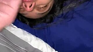 teen gets massive facial cumshot all over her glasses