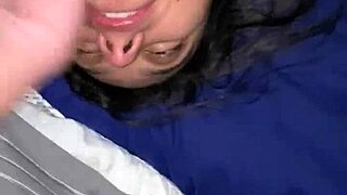 teen gets massive facial cumshot all over her glasses