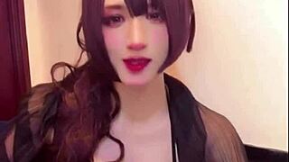 giant titted crossdressing beauty masturbates live in seductive display
