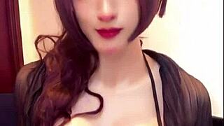 giant titted crossdressing beauty masturbates live in seductive display