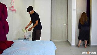 mature blonde milf bends for student's cock after oily ass massage