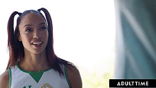 Cheerleader Alexis Tae bends for stepdad-in-law's cock