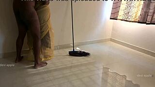 indian maid laughs and plays around with her cheeky devar at home
