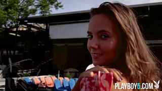 Petite Russian MILF Strips Naked Outdoors, Ripping Clothes To Reveal Perfect Natural Tits And Petite Body