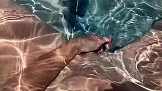 watch my big tits milf pussy quiver in jacuzzi legs spread pov as i finger myself slow motion outside