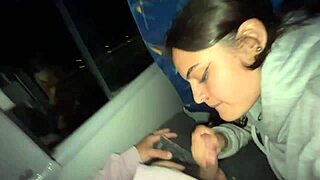 Colombian cutie sucks stranger on public bus till he explodes in mouth