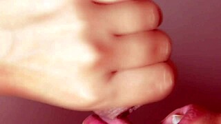 Korean girl learns first blowjob lesson on huge cock close up