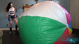 Huge Milf Housewife Inflates Beach Ball Backstage