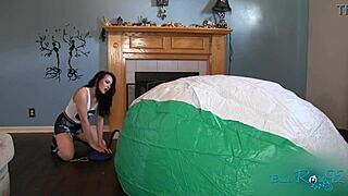 Huge Milf Housewife Inflates Beach Ball Backstage
