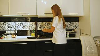 skinny blonde savors egg in playful food tease with wet pussy hints