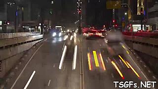 Shemale slut bounces hard on massive boner with assfucking action