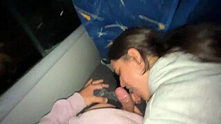 Colombian cutie sucks stranger on public bus till he explodes in mouth