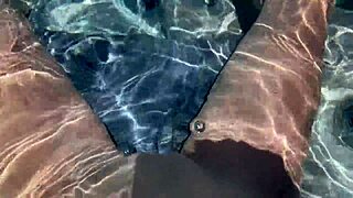 watch my big tits milf pussy quiver in jacuzzi legs spread pov as i finger myself slow motion outside