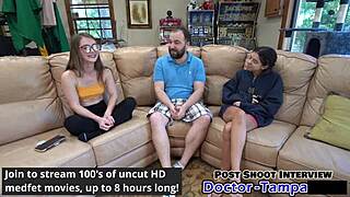 dr tampa's relaxed gyno exam 😌 mira monroe's shaved pussy up close with gloves and toys