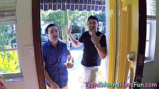 amateur teen sucks and fucks cock at wild party orgy