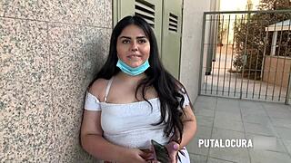 Chubby Amelia's pretty face caught on street riding Torbe's cock wildly 😍🍑💦