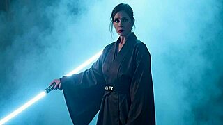 granny slave princess leia cosplay gets her fat pussy mind-fucked to creampie by jedi