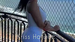 Visual Responses in Tight Leggings Flaunt Brazilian Wife's Cameltoe Poolside