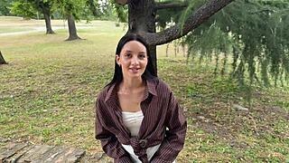 Think meeting a cute brunette in park leads to rough doggystyle pov quickie?