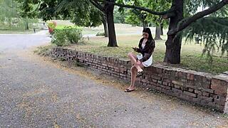 Think meeting a cute brunette in park leads to rough doggystyle pov quickie?