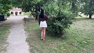 Think meeting a cute brunette in park leads to rough doggystyle pov quickie?