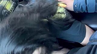 roadside car blowjob ends with cumshot down her throat parked in public