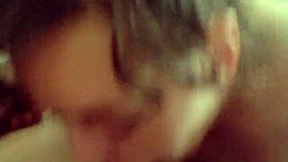 this busty milf deepthroats fat cock sloppy bareback blowjob with brown eyes