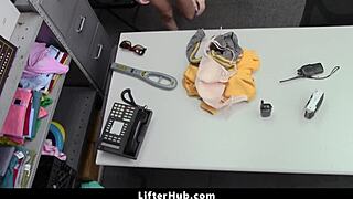 Teen shoplifter bends for mall cop's cock to skip police after getting caught stealing.