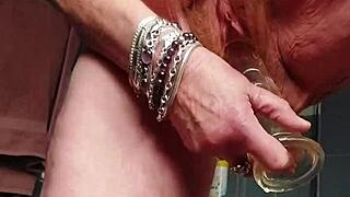 hey granny, ram that dildo in your hairy pussy now