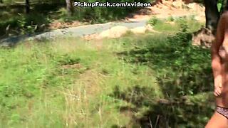 Beautiful Girl Endures Face Fucking by the Road in Outdoor Public Pickup