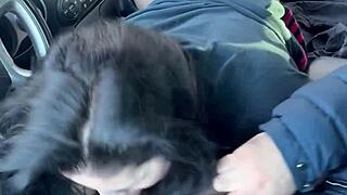 roadside car blowjob ends with cumshot down her throat parked in public