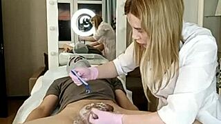 Watch Cute Hairy Woman Trim Shaved Anus for Bent-Over Big Cock!