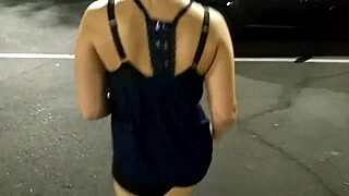 cute college babe drops to knees for monster cock car blowjob