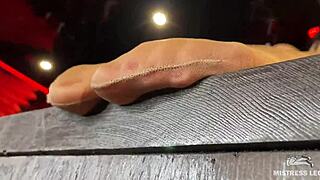 oh god my beautiful mistress feet in sheer nylons tease your cock closeup on desk...