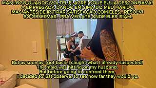 Wife Catches Husband Fucking Maid Watches Aroused Then Joins FFM Threesome