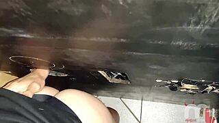 brunette teen sucks huge black cock at gloryhole swallows hot load