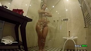goddess shakes wet ass in shower aftermath bent over for cock
