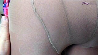 Horny milf Karina kneels in pantyhose for kitchen pov blowjob cumshot