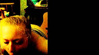 Blonde Big Tits Slut Jerks and Sucks with Dirty Passion