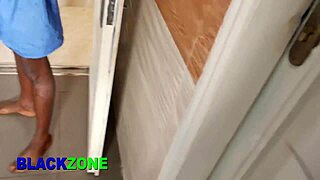 curvy ebony stepmom sneaks kitchen fuck with secret lover's massive cock closeup