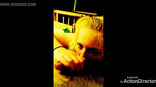 Blonde Big Tits Slut Jerks and Sucks with Dirty Passion