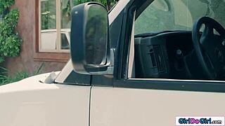 Horny lesbian latina straps petite babe courier pussy after foot lick