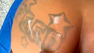 Blonde bombshell takes big black cock doggystyle creampie pounding... oops so wet!