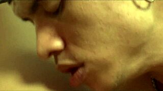 tranny tgirl showers cum while boyfriend creampies ass bent over bed fishnets