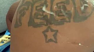 Blonde bombshell takes big black cock doggystyle creampie pounding... oops so wet!