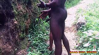 village ebony slut's pussy wrecked by big black cock missionary