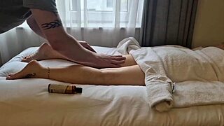 Wanna see naughty marie get oiled up during her wet pussy massage with huge natural tits?