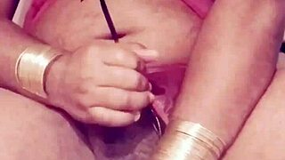 Mysterious Shemale in Sexy Dress Teases Solo Play